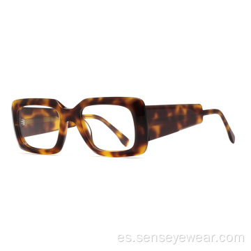 Square Unisex Bevel Acetate Frame Glasses Optical Glassases